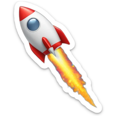 A rocket blasting off with confetti and a party popper sticker