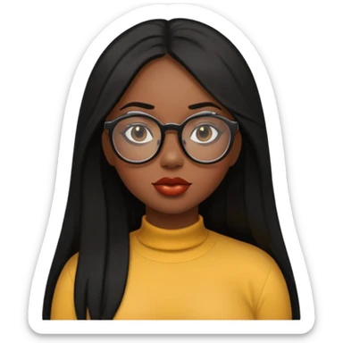 a slim thick black girl with a big butt long straight hair a lip combo black glass sticker