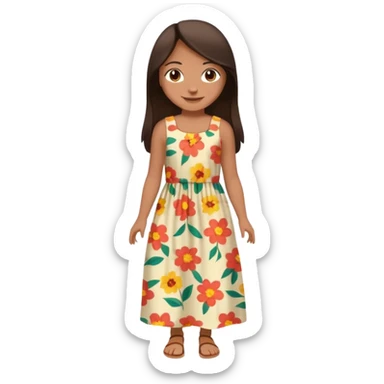 Can you make a girl with dark brown eyes with dark brown hair straight long hair with fully body  sticker