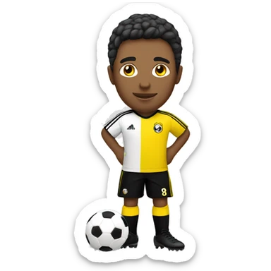 white soccer player with strips yellow and black jersey and with soccer ball sticker