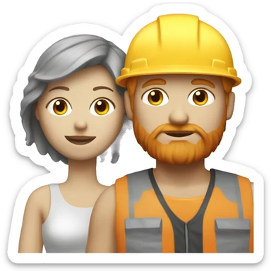 blonde woman and redhead construction guy white skin sticker