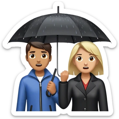 A person stands in the rain holding an umbrella, while another person outside of the umbrella (the narcissist) screams at the storm, getting drenched. The first person looks calm and dry, choosing to protect themselves rather than fight the uncontrollable.  sticker