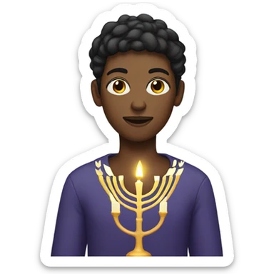Nonbinary person with a menorah sticker