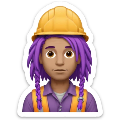 construction worker very dreadlocked purple haired man  sticker