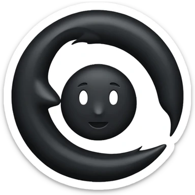 Quiero un logo de un círculo negro con una fina línea blanca vertical y una línea horizontal más gruesa que apunte hacia la izquierda. sticker