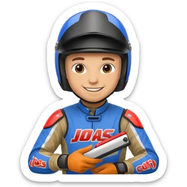 dirtbike rider signing autographs sticker
