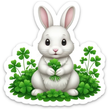A fluffy rabbit nibbling on a small clover patch.












































 sticker