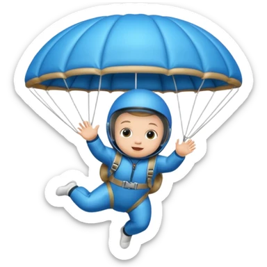 Skydiving baby with parachute and UFO blue sticker