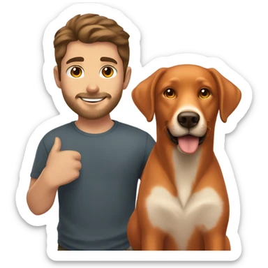  Handsome brown haired man and fox red labrador retriever sticker