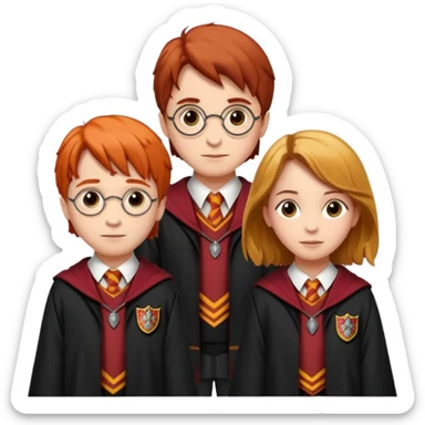 harry potter, ronald weasley and hermione granger in gryfinndor uniform sticker