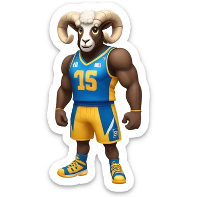 ram with a basketball uniform sticker