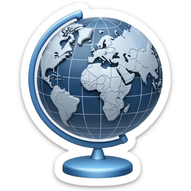 Minimal 3D emoji style globe combined with stock market chart, global financial market icon, clean professional look, neutral blue and gray tones, simple shading, transparent background, modern design, no flags, no text sticker