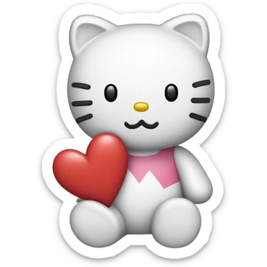 Hello kitty agarrando un osito y un corazón  sticker