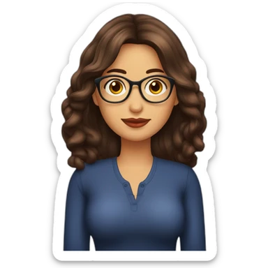 Mujer cabello largo café, ojos café, piel morena, gordita de lentes vino sticker