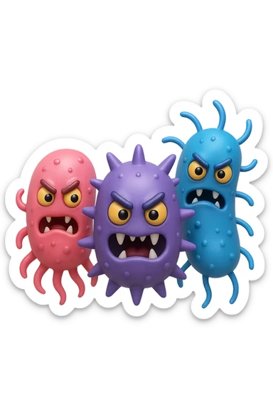 emoji 3d stile iphone di tre batteri intestinali cattivi 3d sticker