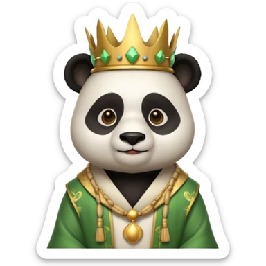 panda king portrait, head and shoulders only, bamboo-themed crown, royal robe collar, calm wise expression, cute fantasy style, 3D cartoon, mobile game icon style, clean background, no text, no watermark
 sticker