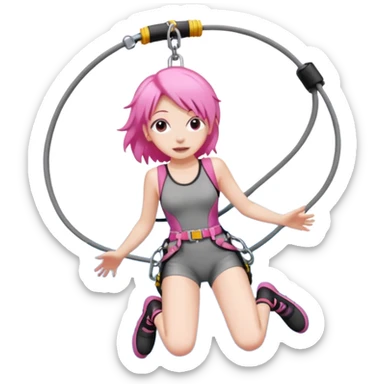bungee jumping face with earrings pink hair sticker