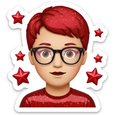 glitter red nerd sticker