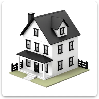 white with black trim modern farmhouse 3d isometric dollhouse sticker