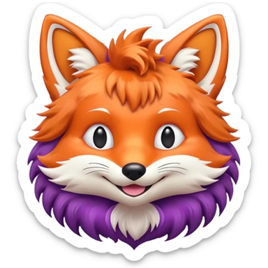 Purple colored retro fox sticker