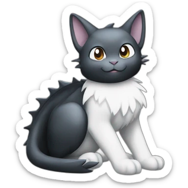 Sitting-Black-and-White-cat-dragon-type-pokemon sticker