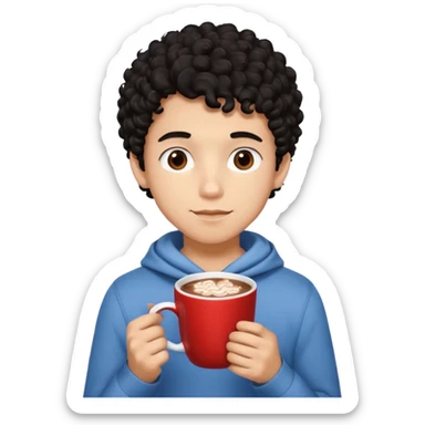 Un homme de 16 ans aux cheveux noirs bouclés avec une couleur de peau, couleur, chocolat chaud, tout skinny  sticker