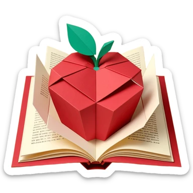 3D render of Pop-Up Book entirely of folded origami paper, sharp creases, cardboard texture, matte finish, visible paper grain, craft aesthetic,  apple emoji style, isolated on white background --v 6.0 sticker