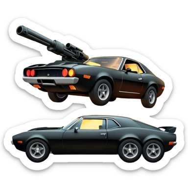 Photorealistic Icon for Action Movies: Dynamic close-up collage of iconic action movie scenes featuring explosions, fast car, combat and weapons. Include silhouettes of famous action heroes, dramatic lighting and a sense of high-octane energy. Transparent background. sticker