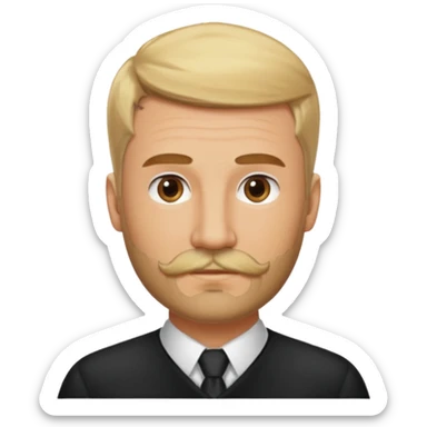 short blond hair clean cut mustache and beard 5ft 9 140lbs titian sticker