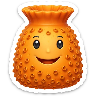 emoji of a marine vase sponge (porifera), cluster of orange tubular sponge structures with porous texture, simplified and stylized for emoji use sticker