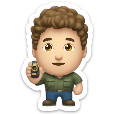 gordito pelo canoso con cámara en mano sticker