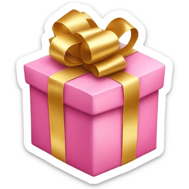 pink present with gold ribbon sticker