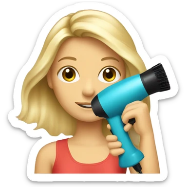 blonde girl holding a blow dryer and brush sticker