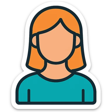 modern icon style woman, clean lines, simple shapes, minimal details, app icon style sticker