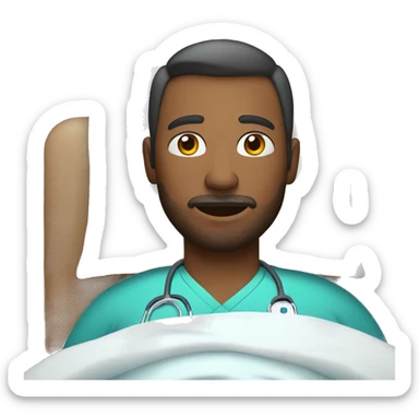 man in a bed in hospital sticker