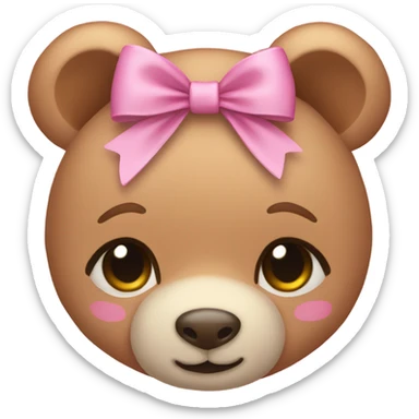pink teddy bear with a cute bow  sticker