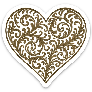 heart with intricate filigree details sticker