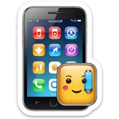 Honor phone with app icons, time, Wi-Fi and battery level sticker