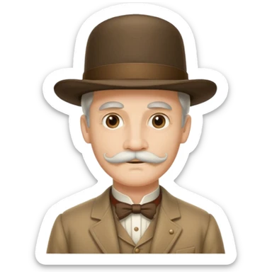 longer white moustachhe and typical 1900 elegant clothes and hat sticker