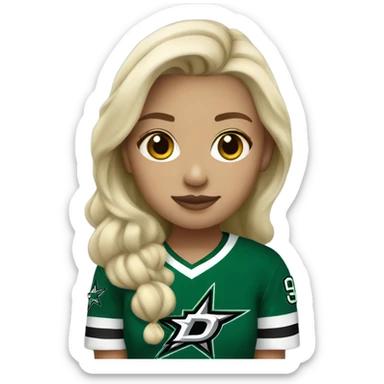 Blonde girl wearing Dallas Stars jersey sticker