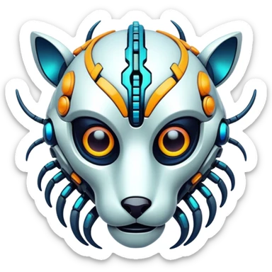  colorful futuristic modern cyber-Fakémon-Digimon-Trico-Vernid-creature sticker