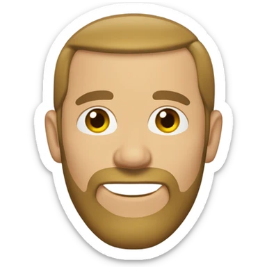middle aged english man, short slicked back hair dark blonde, dark blonde medium length size full beard, wearing only a plain white smart shirt unbuttoned. sticker