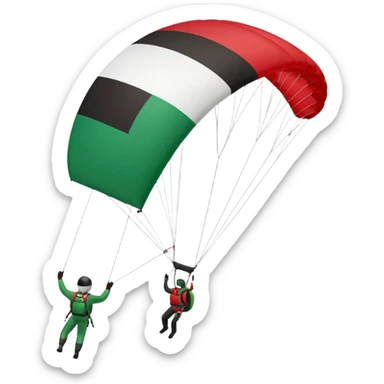 a palestinian flag with a paraglider, respect scrupulously the correct shapes and colours of the palestinian flag, try again sticker
