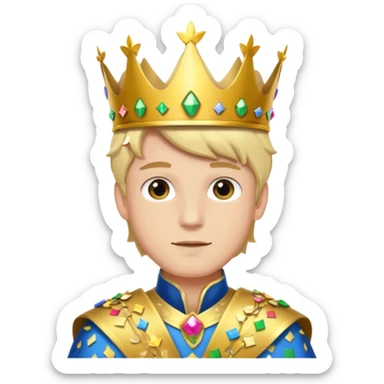 Festival Prince – gold sash + confetti crown, Golden Princes. sticker