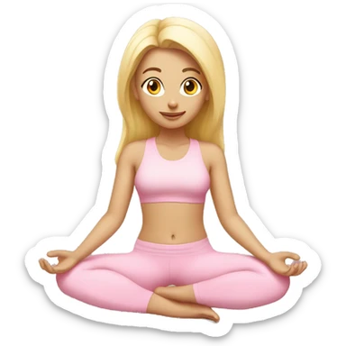 blonde yoga girl light pink clothes n sticker