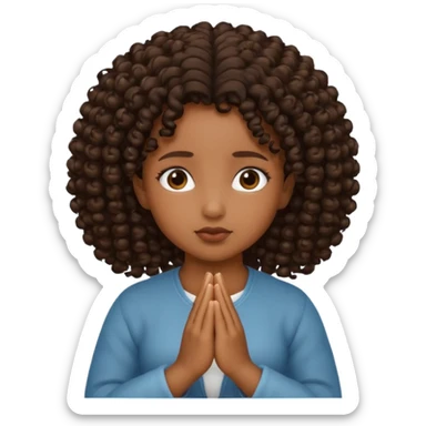 brown girl praying curls black sticker