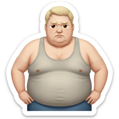 very  obese middle aged white man in wifebeater with  dirty appearance. His hair is very greasy and he looks lazy and uncaring sticker