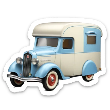 hot rod ice cream caravan,1935 fiat trailer,pearl blue  sticker