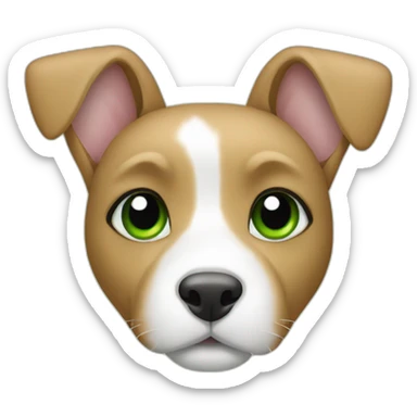 rabbit mixed with dog, with green eyes, bege and white sticker