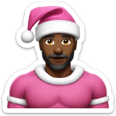 Black Muscular santa themed solo male portrait pink sticker
